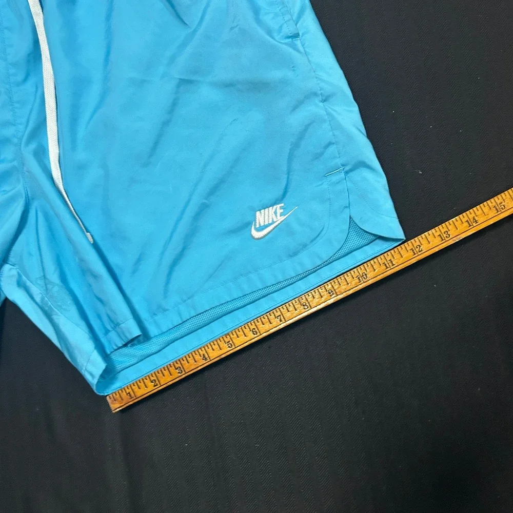 Nike Mens XXL Light Blue Mesh Lined Swim Trunks Shorts Embroidered Logo